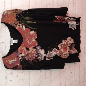 Rebecca Malone Black Floral Print Top